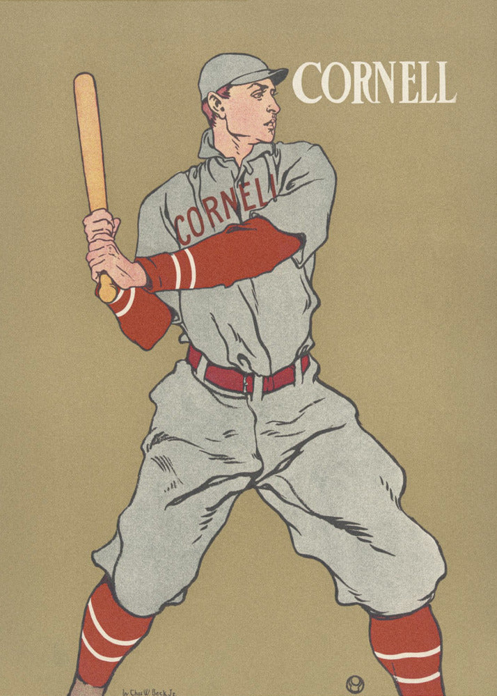 Vintage Drawing of a Baseball Player Holding a Bat - Poster / Art Print