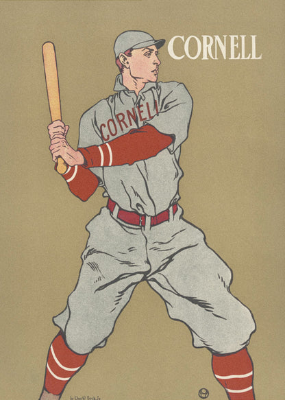 Vintage Drawing of a Baseball Player Holding a Bat - Poster / Art Print