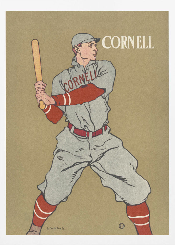 Vintage Drawing of a Baseball Player Holding a Bat - Poster / Art Print