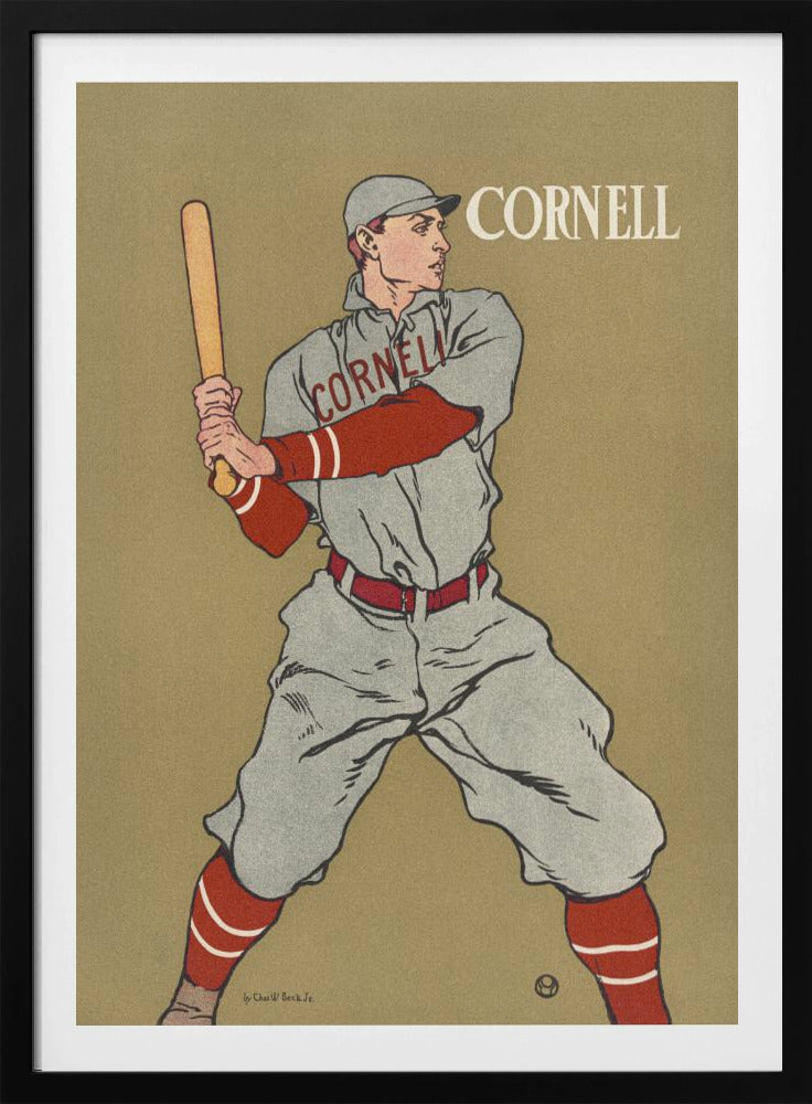 Vintage Drawing of a Baseball Player Holding a Bat - Poster / Art Print
