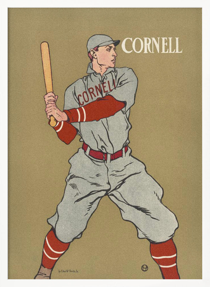 Vintage Drawing of a Baseball Player Holding a Bat - Poster / Art Print