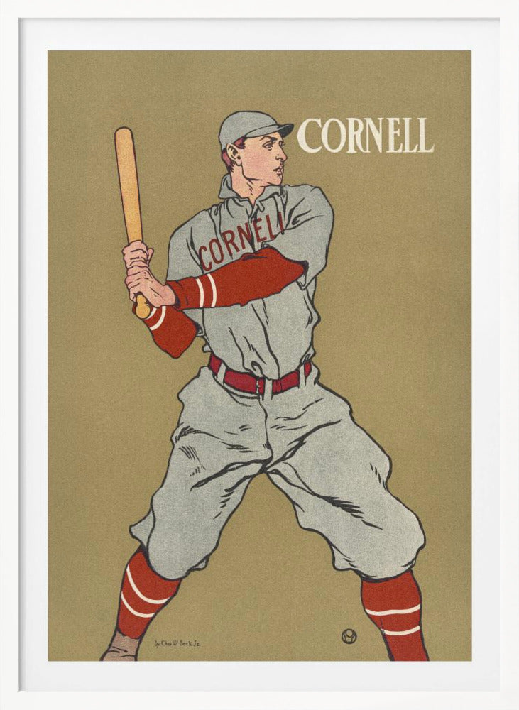 Vintage Drawing of a Baseball Player Holding a Bat - Poster / Art Print