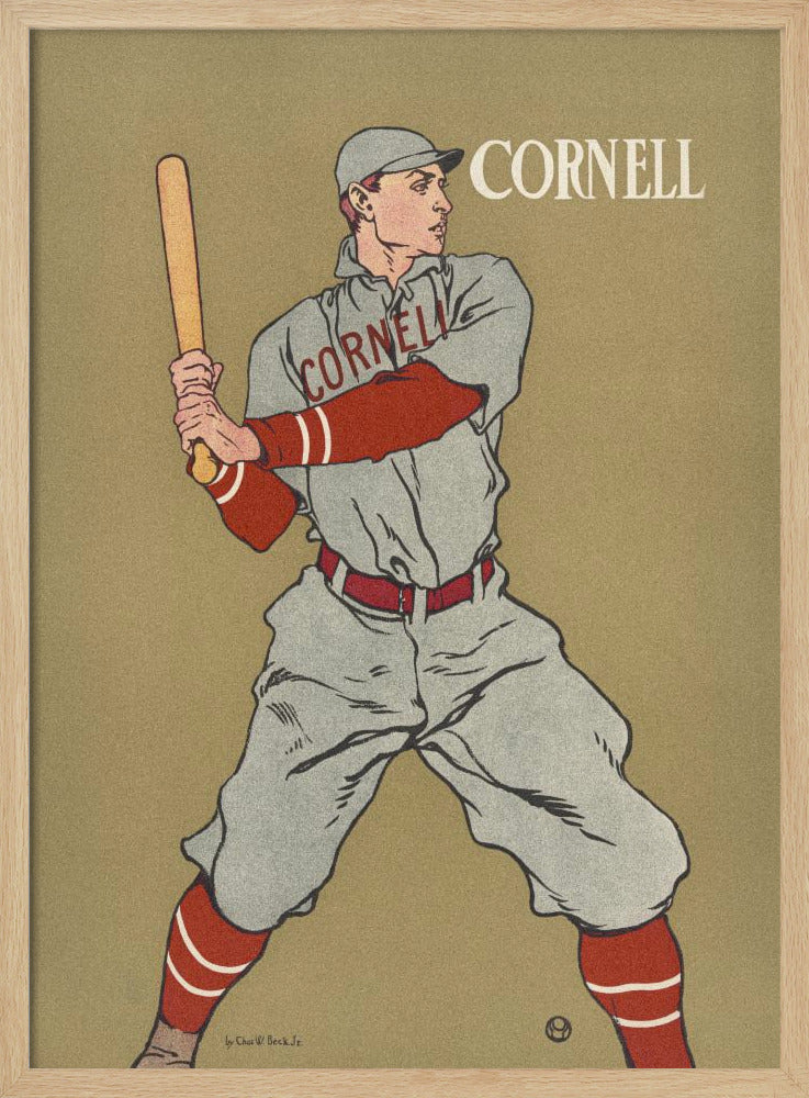 Vintage Drawing of a Baseball Player Holding a Bat - Poster / Art Print