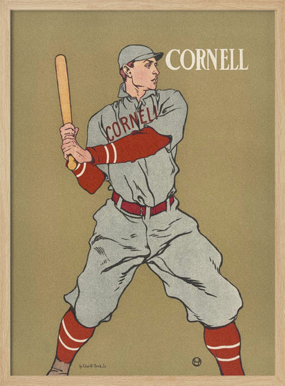 Vintage Drawing of a Baseball Player Holding a Bat - Poster / Art Print