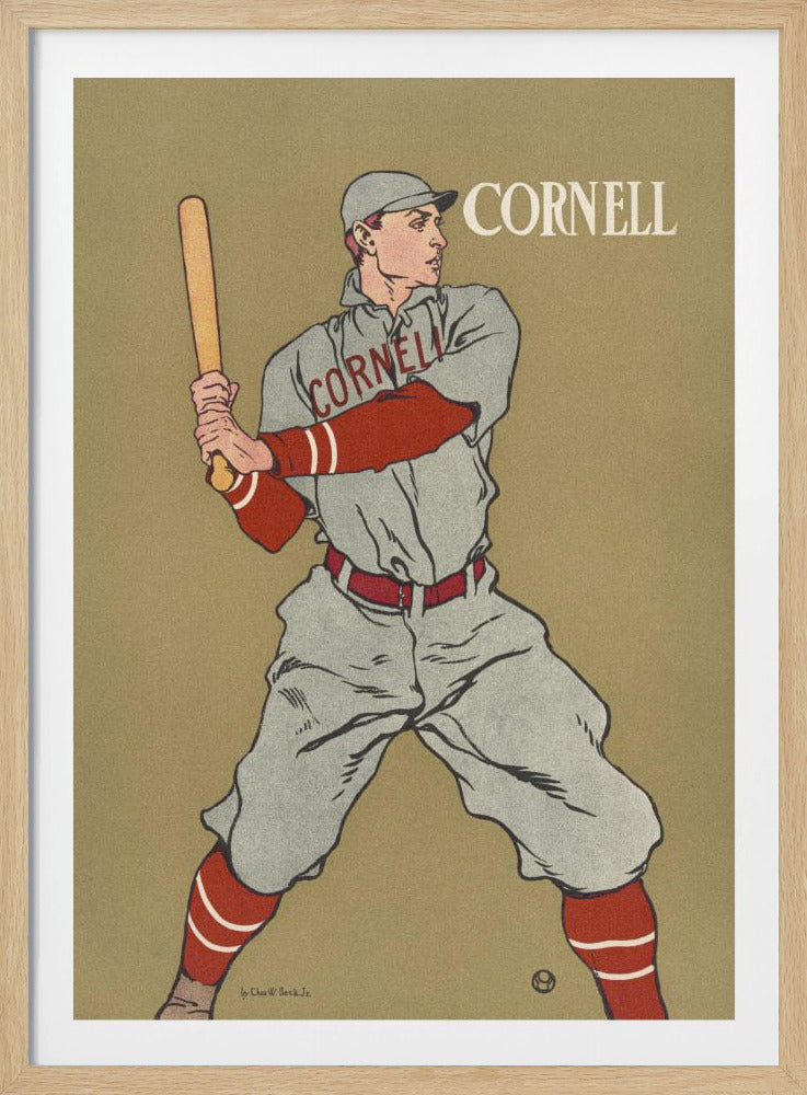 Vintage Drawing of a Baseball Player Holding a Bat - Poster / Art Print