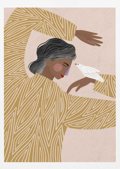 The Woman With a Bird - Poster / Art Print