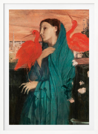 Young Woman With Ibis - Poster / Art Print