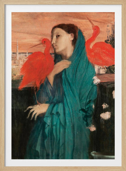 Young Woman With Ibis - Poster / Art Print