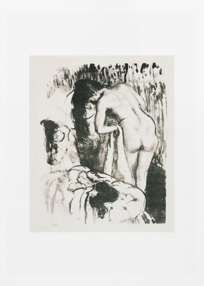 Nude Woman Standing, Drying Herself - Poster / Art Print