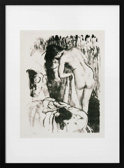 Nude Woman Standing, Drying Herself - Poster / Art Print