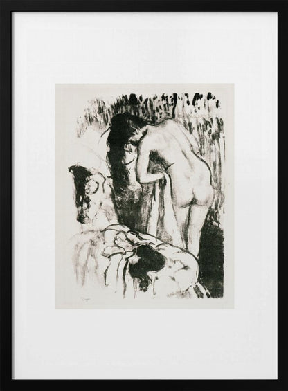 Nude Woman Standing, Drying Herself - Poster / Art Print