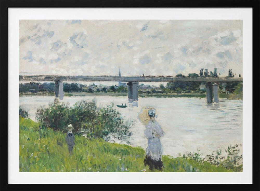 Claude Monet's the Promenade With the Railroad Bridge, Argenteuil (1874) - Poster / Art Print