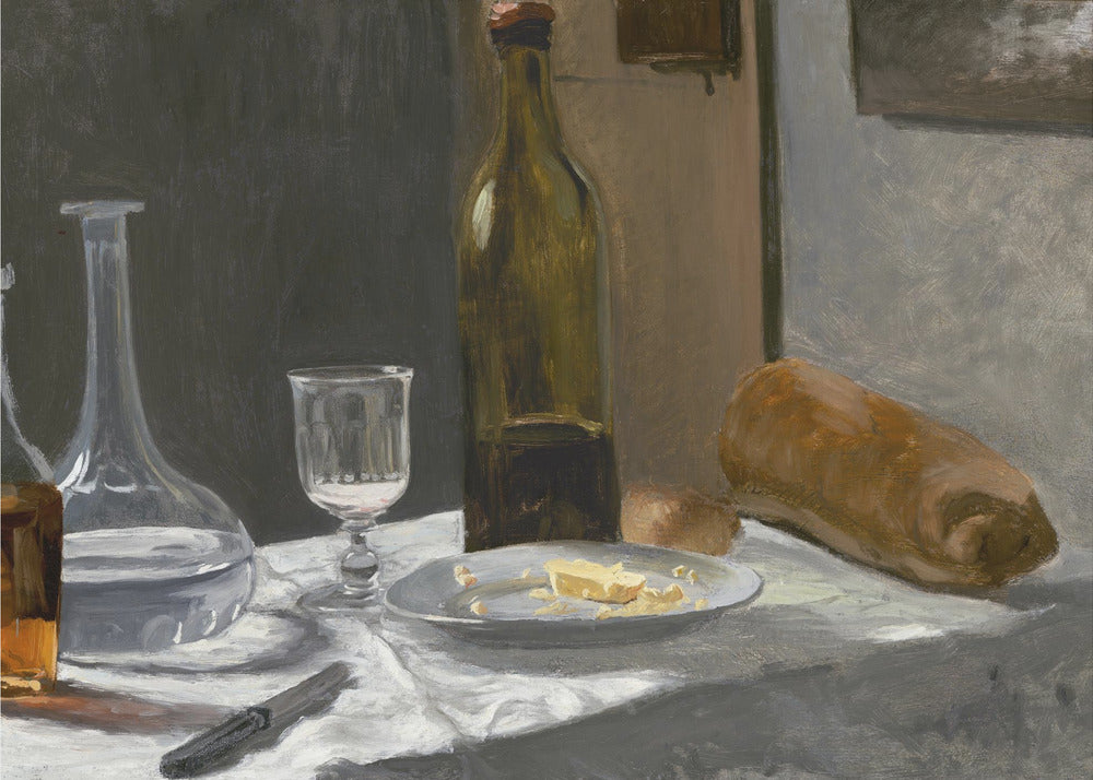 Still Life With Bottle, Carafe, Bread, and Wine (1862–1863) By Claude Monet - Poster / Art Print