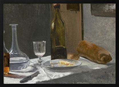 Still Life With Bottle, Carafe, Bread, and Wine (1862–1863) By Claude Monet - Poster / Art Print