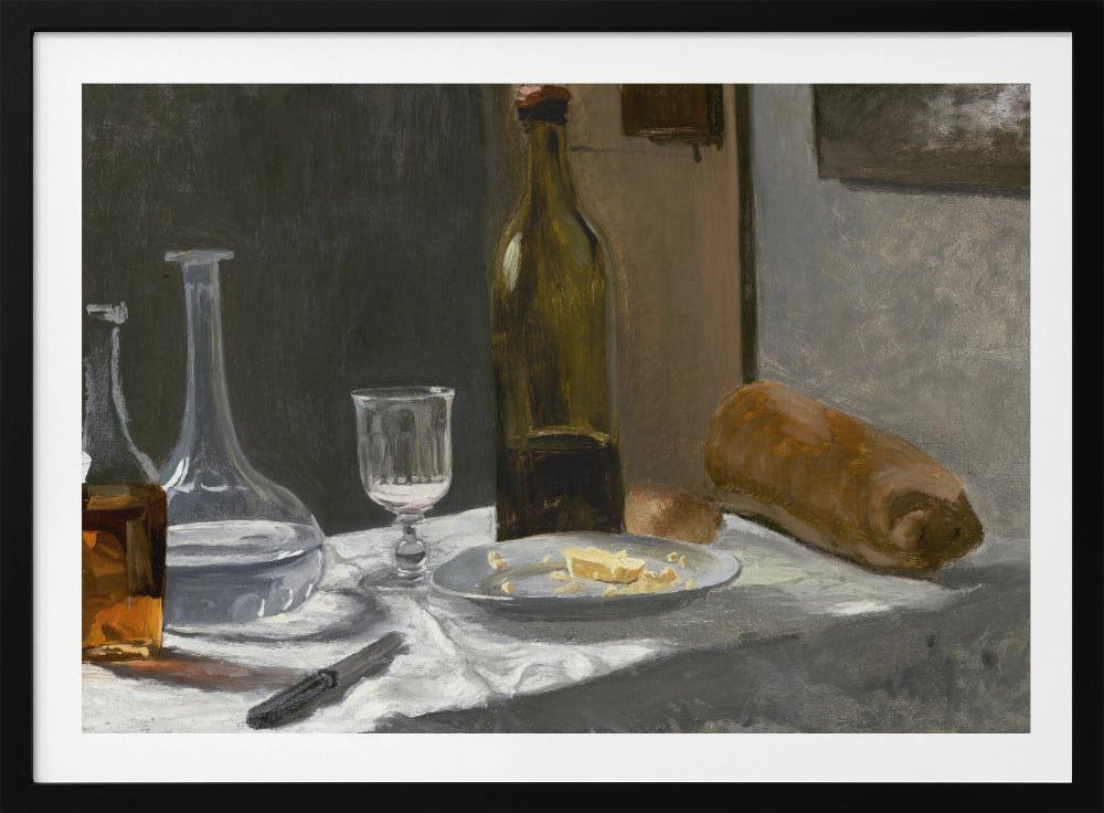 Still Life With Bottle, Carafe, Bread, and Wine (1862–1863) By Claude Monet - Poster / Art Print
