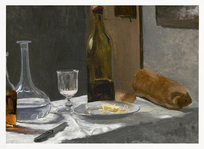 Still Life With Bottle, Carafe, Bread, and Wine (1862–1863) By Claude Monet - Poster / Art Print