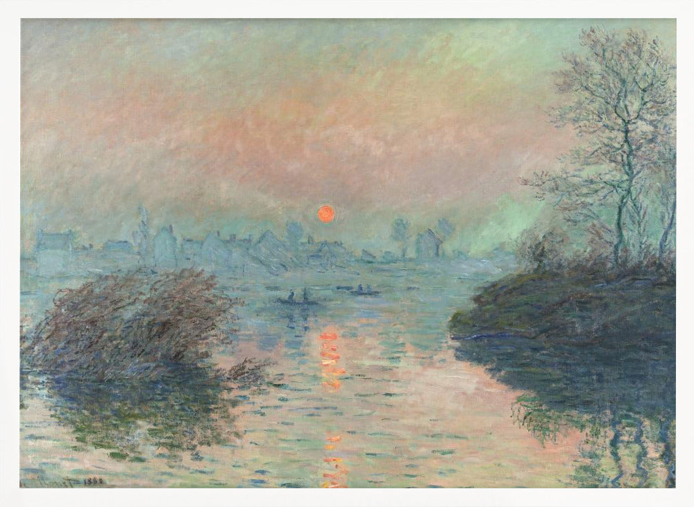 Sun Setting On the Seine At Lavacourt (1880) Claude Monet - Poster / Art Print