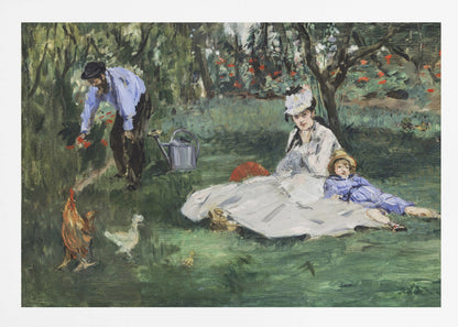 The Monet Family In Their Garden At Argenteuil (1874) - Poster / Art Print