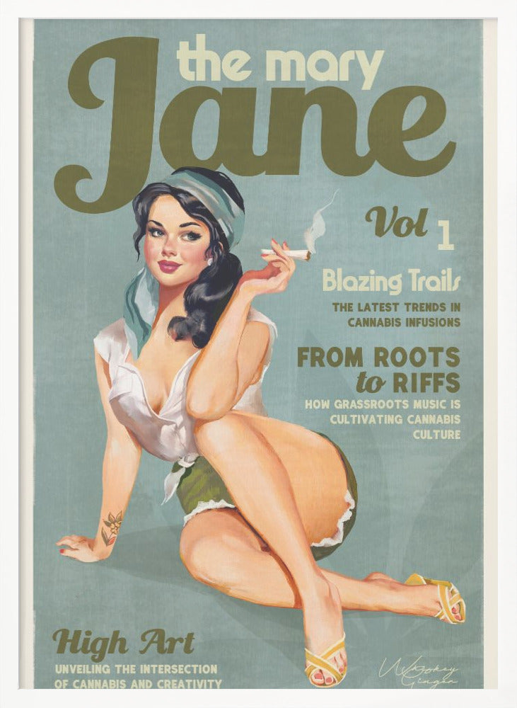 Mary Jane Retro Vintage Pinup Cannabis Art - Poster / Art Print