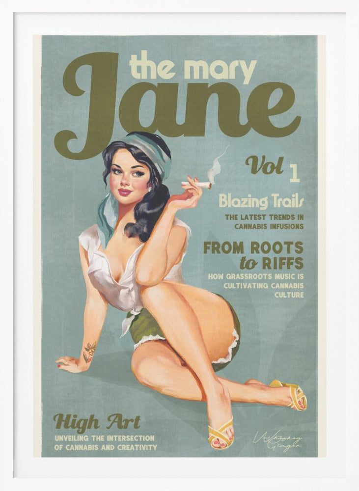 Mary Jane Retro Vintage Pinup Cannabis Art - Poster / Art Print