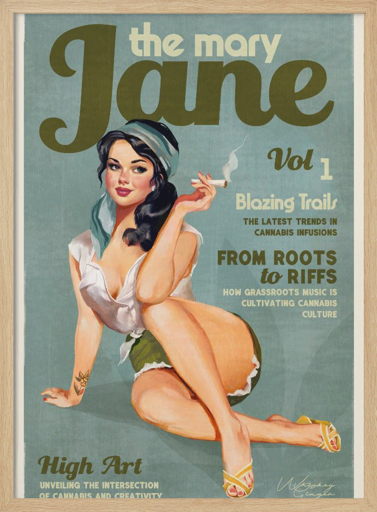 Mary Jane Retro Vintage Pinup Cannabis Art - Poster / Art Print