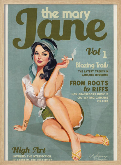 Mary Jane Retro Vintage Pinup Cannabis Art - Poster / Art Print