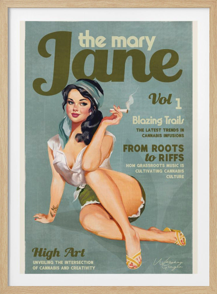 Mary Jane Retro Vintage Pinup Cannabis Art - Poster / Art Print