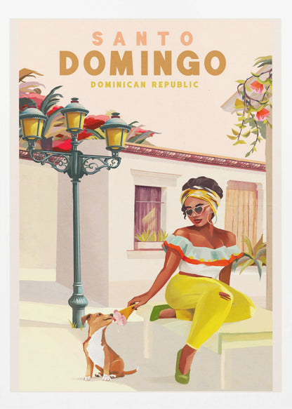 Santo Domingo Dominican Republic Woman &amp; Dog - Poster / Art Print