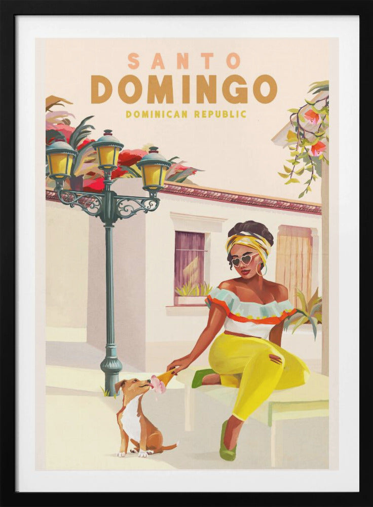 Santo Domingo Dominican Republic Woman &amp; Dog - Poster / Art Print