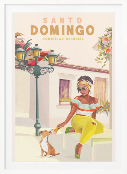 Santo Domingo Dominican Republic Woman &amp; Dog - Poster / Art Print