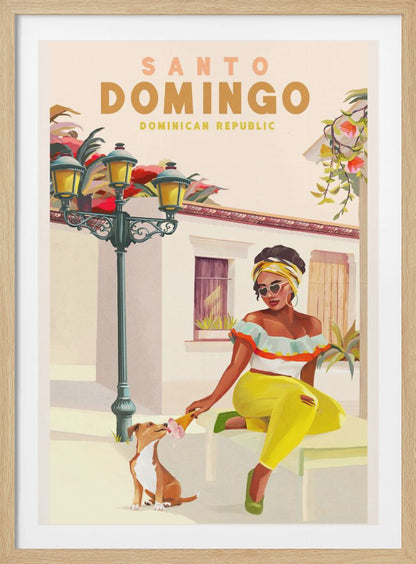 Santo Domingo Dominican Republic Woman &amp; Dog - Poster / Art Print
