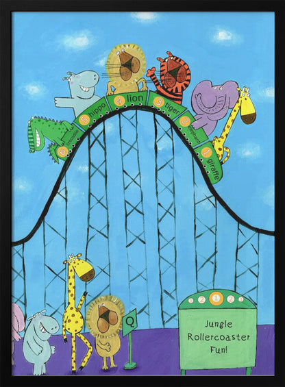 Jungle Animals Whizzing Down the Rollercoaster by Carla Daly - Poster / Art Print