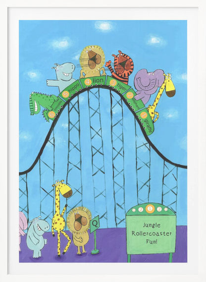 Jungle Animals Whizzing Down the Rollercoaster by Carla Daly - Poster / Art Print
