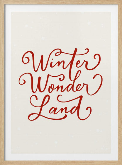 Winter Wonderland Text (green), Christmas Noël Holiday Winter Quote Typography Lettering - Poster / Art Print