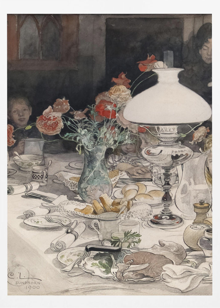 Around the Evening Lamp (1900) - Poster / Art Print