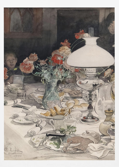 Around the Evening Lamp (1900) - Poster / Art Print