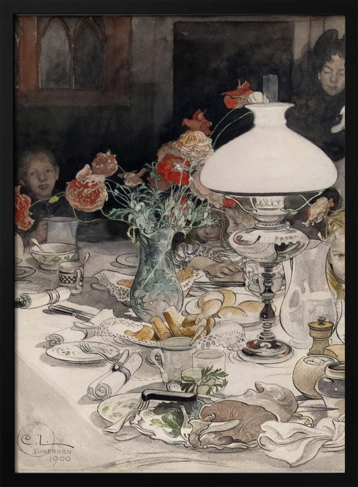 Around the Evening Lamp (1900) - Poster / Art Print