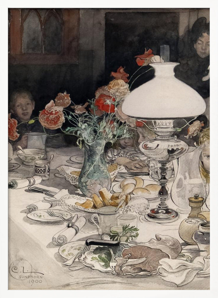 Around the Evening Lamp (1900) - Poster / Art Print