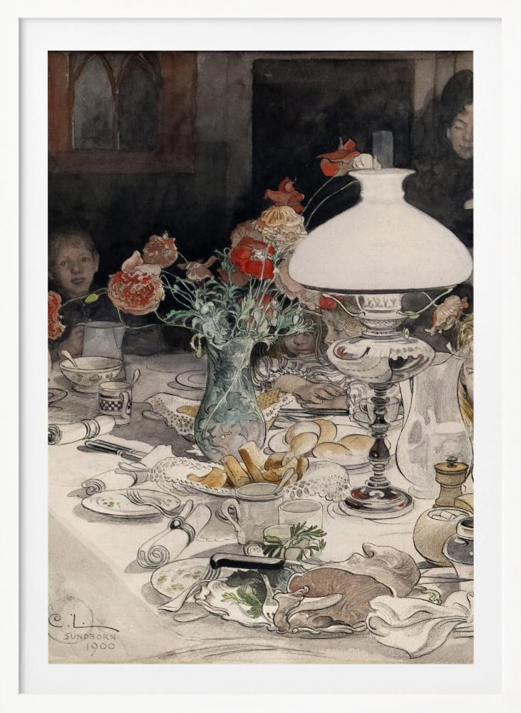 Around the Evening Lamp (1900) - Poster / Art Print