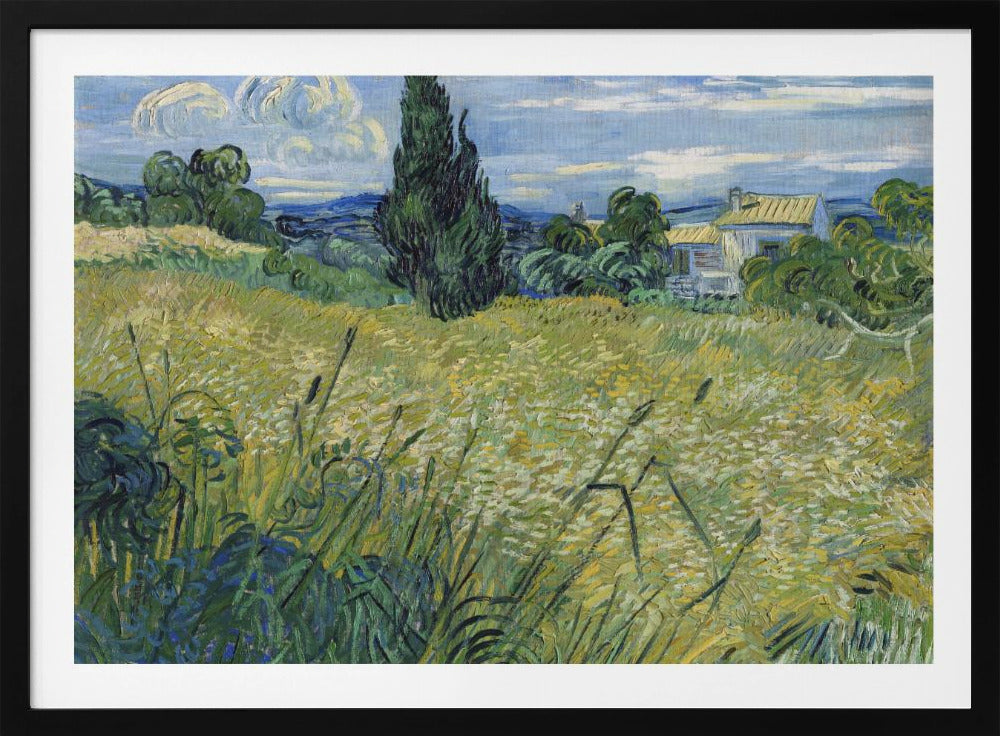 Green Wheat Field With Cypress (1889) - Poster / Art Print