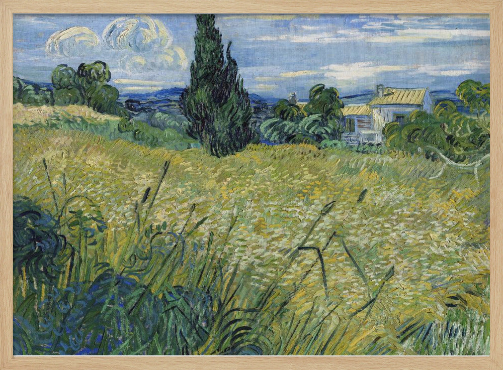 Green Wheat Field With Cypress (1889) - Poster / Art Print