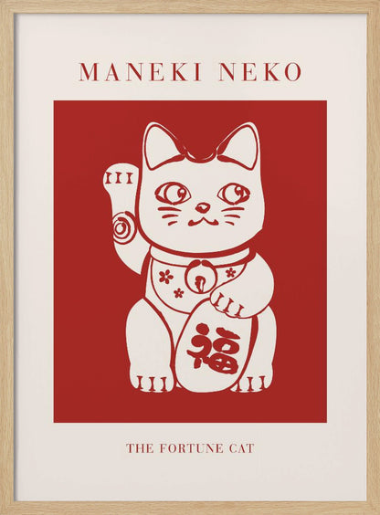 Maneki-Neko Cat Red - Poster / Art Print