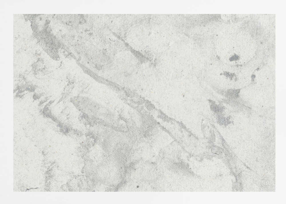 Abstract art with a light grey and white marbled texture in a modern silver frame.