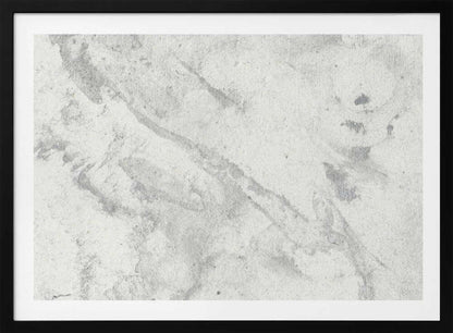 Abstract art with a light grey and white marbled texture in a modern silver frame.