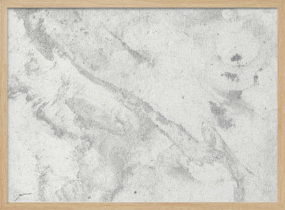 Abstract art with a light grey and white marbled texture in a modern silver frame.