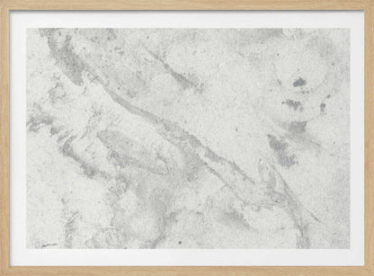 Abstract art with a light grey and white marbled texture in a modern silver frame.