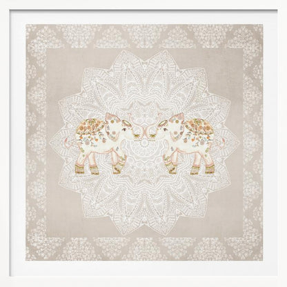 Indian Elephants Mandala - Poster / Art Print