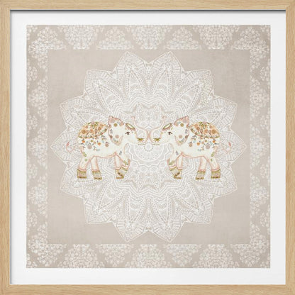 Indian Elephants Mandala - Poster / Art Print