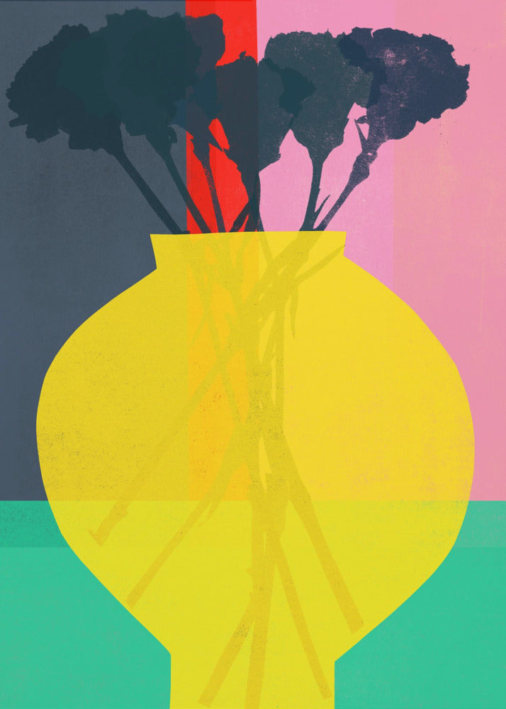 Flower and Yellow Vase Silhouette - Poster / Art Print