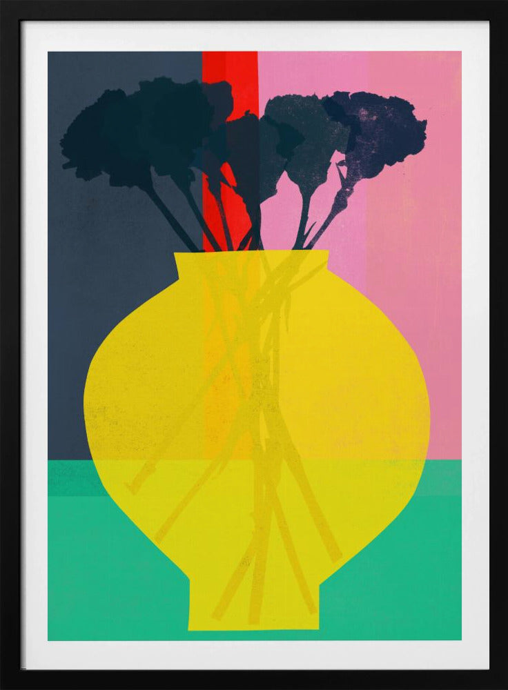 Flower and Yellow Vase Silhouette - Poster / Art Print